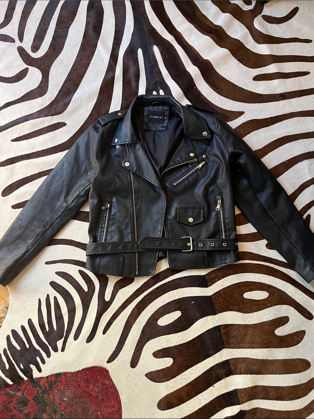 Black Vegan Leather Moto Jacket